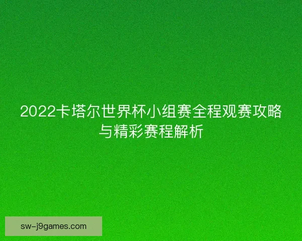 2022卡塔尔世界杯小组赛全程观赛攻略与精彩赛程解析