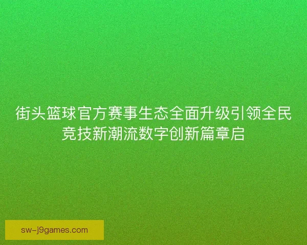街头篮球官方赛事生态全面升级引领全民竞技新潮流数字创新篇章启